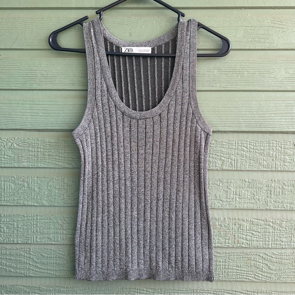 Zara Silver Sleeveless Top Size Medium
